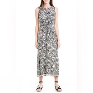 Max Studio Floral Twist Front Jersey Midi Dress